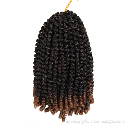 Spring Twist Crochet Braiding Hair 8 Inch Bomb Twist Crochet Braids Low Temperature Synthetic Curly Hair Extension